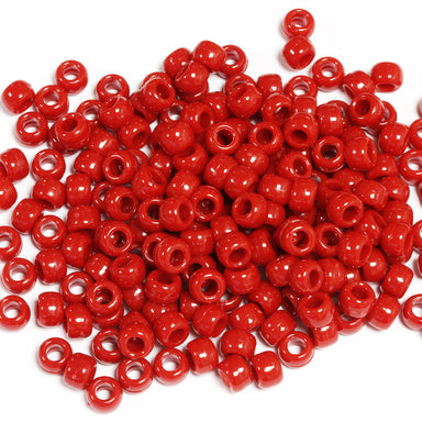 red plastic pony beads