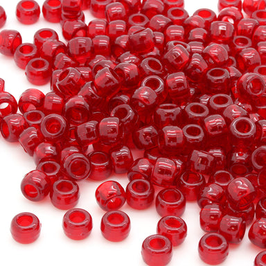 red transparent plastic pony beads