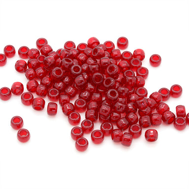 kids plastic transparent red coloured  pony beads with large holes
