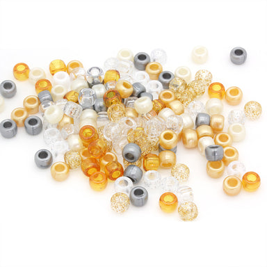 kids plastic mix of cream, silver and clear  pony beads with large holes