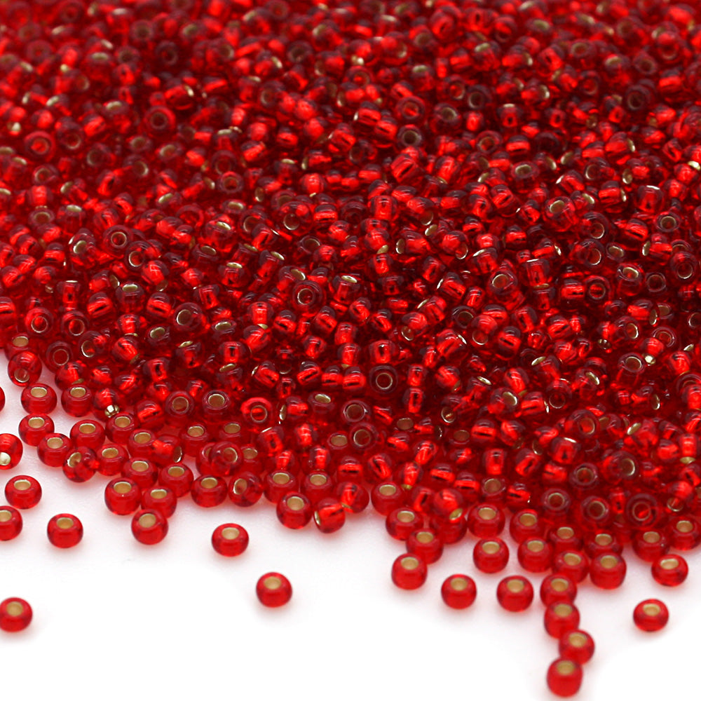 Silver Lined Czech Ruby Glass Rocaille/Seed 11/0-Pack of 5g