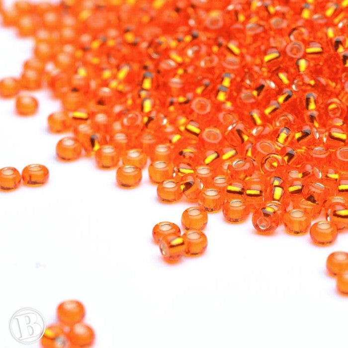 Silver Lined Czech Tangerine Glass Rocaille/Seed 8/0-Pack of 100g