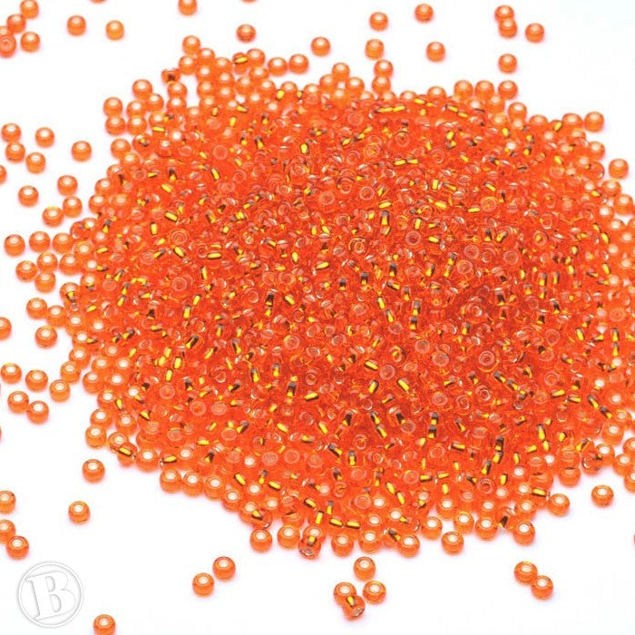 Silver Lined Czech Tangerine Glass Rocaille/Seed 8/0-Pack of 5g