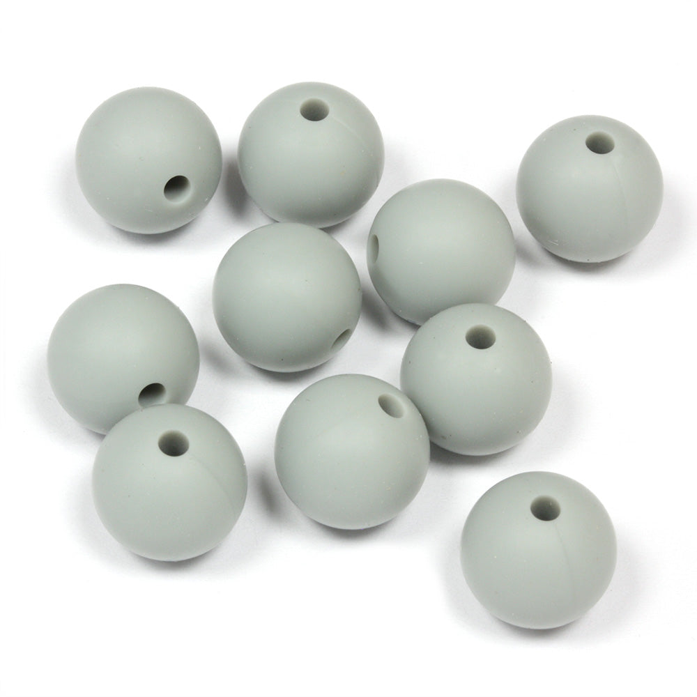 Silica Round Beads 12mm Light Grey - Pack of 10
