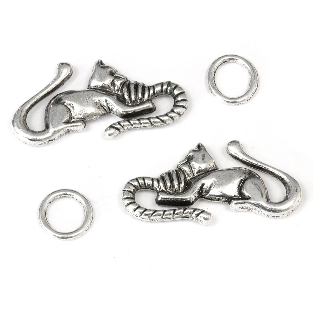 Cat Link Antique Silver 28x13mm - Pack of 10