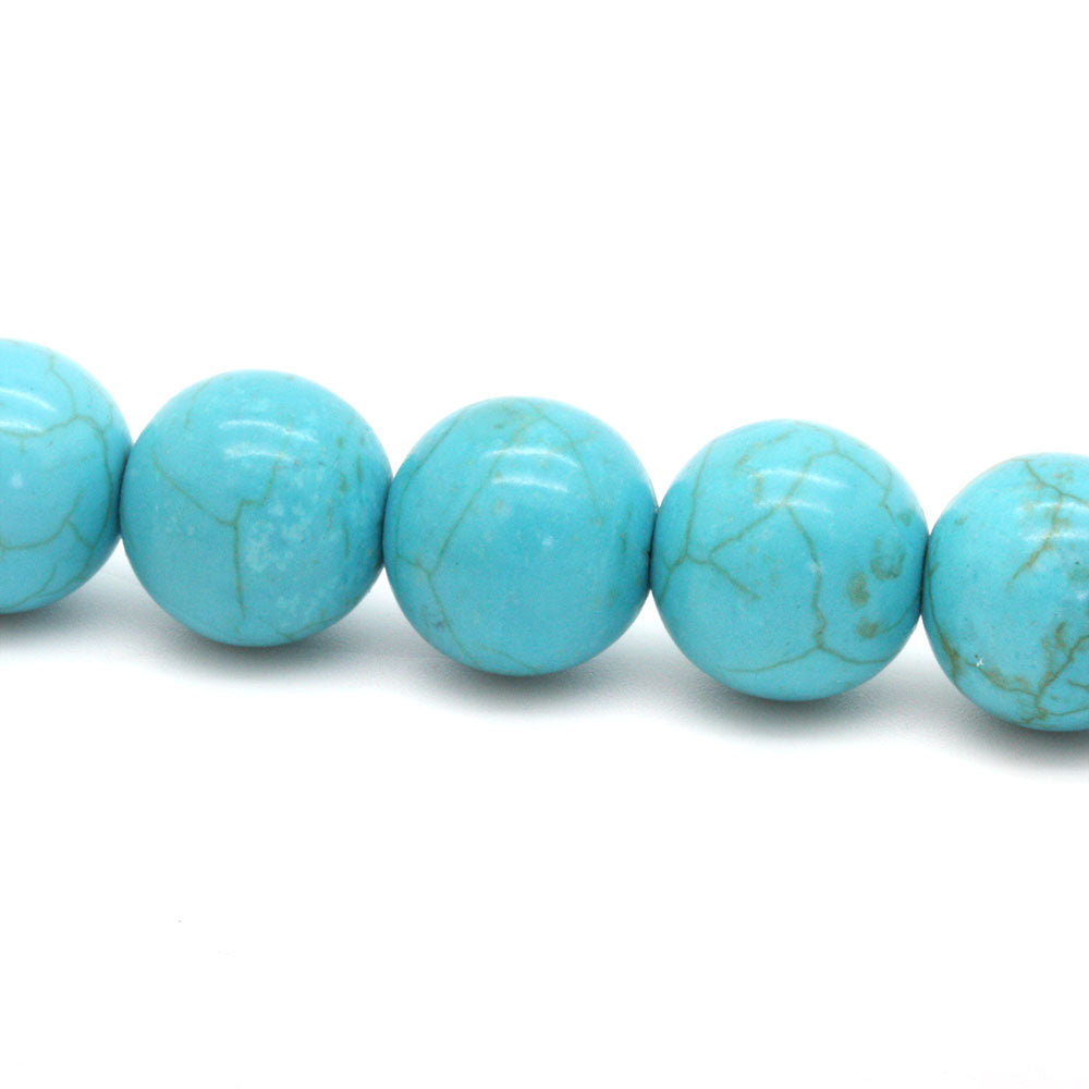 Synthetic Turquoise Smooth Round Beads 14mm - 35cm Strand