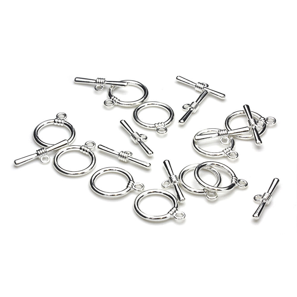 Toggle Silver Plated Round 17mm-Pack of 10