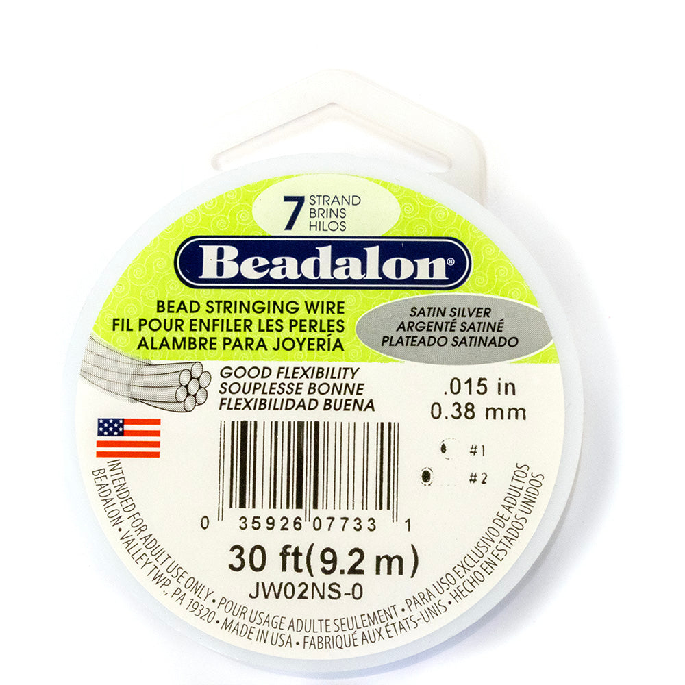 Beadalon Satin Silver Beading Wire 7 strand - Reel of 9m