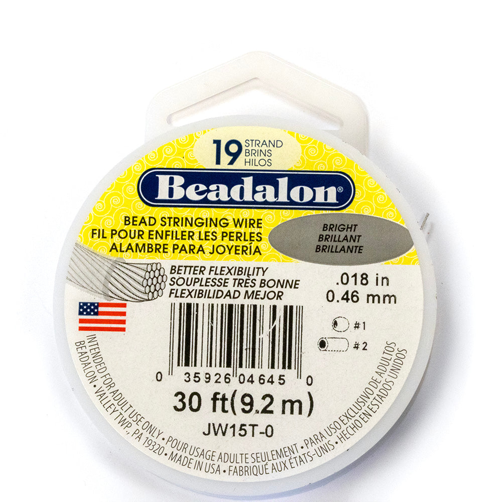 Beadalon Bright 0.18" Beading Wire 19 Strand - Reel of 9m