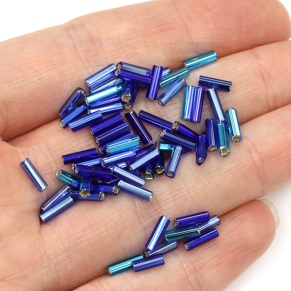 Blue Bugle Bead Mix 6.6mm - Pack of 50g
