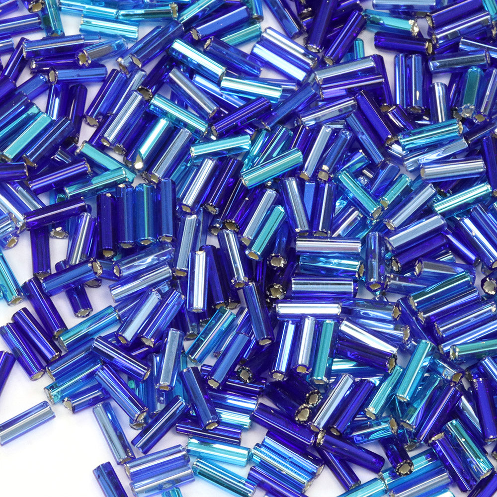 Blue Bugle Bead Mix 6.6mm - Pack of 50g