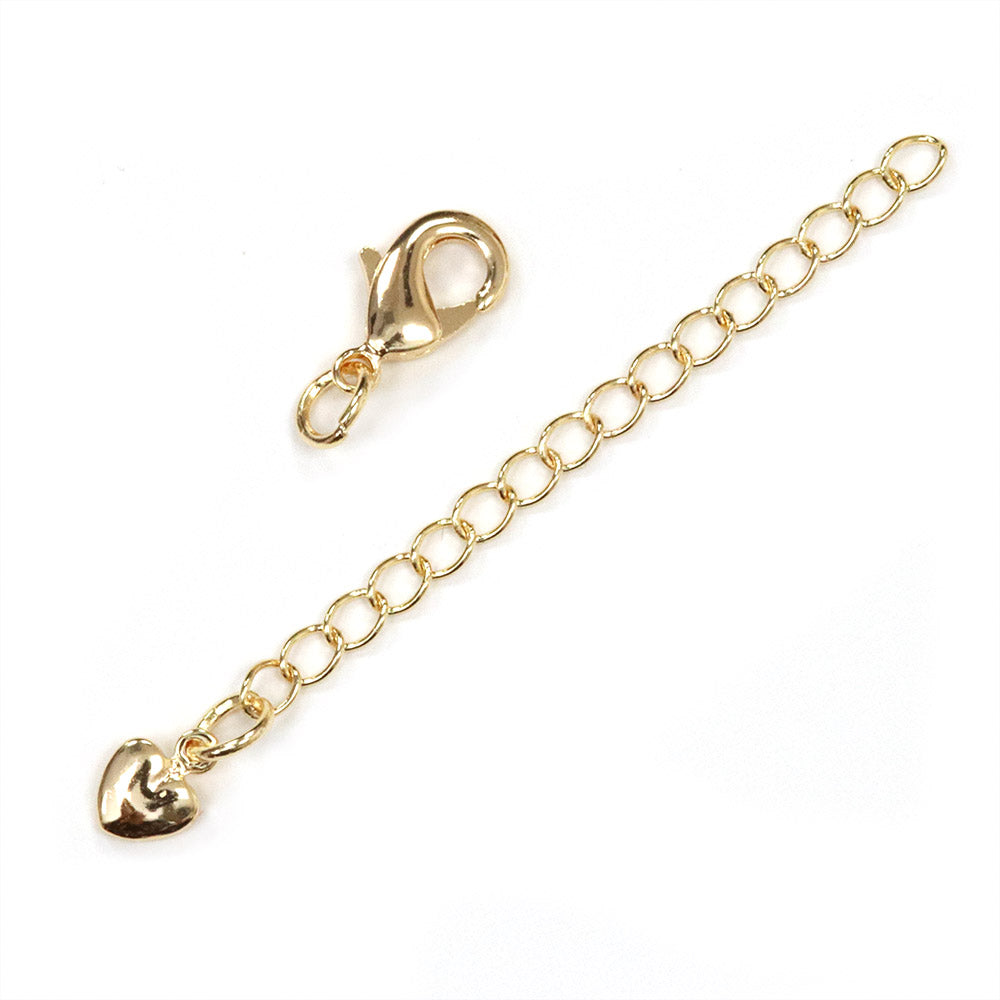 Extension Chain and Trigger Heart Gold Plated 6.5cm - Pack of 2