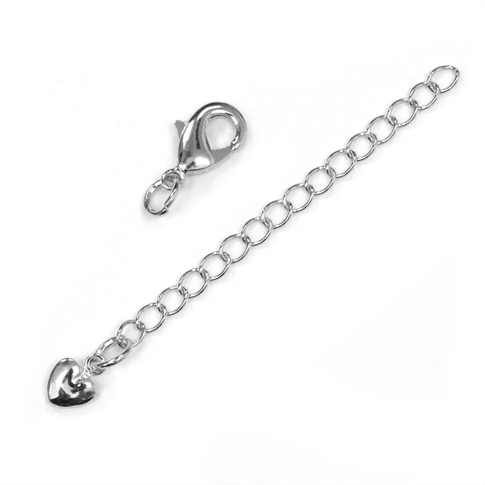Extension Chain and Trigger Heart Silver Plated 6.5cm - Pack of 2