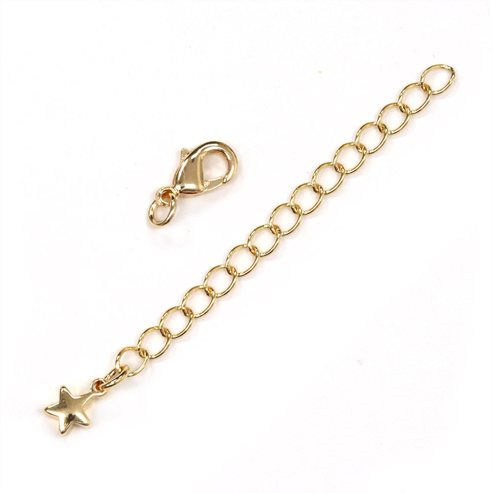 Extension Chain and Trigger Star Gold Plated 6.5cm - Pack of 2
