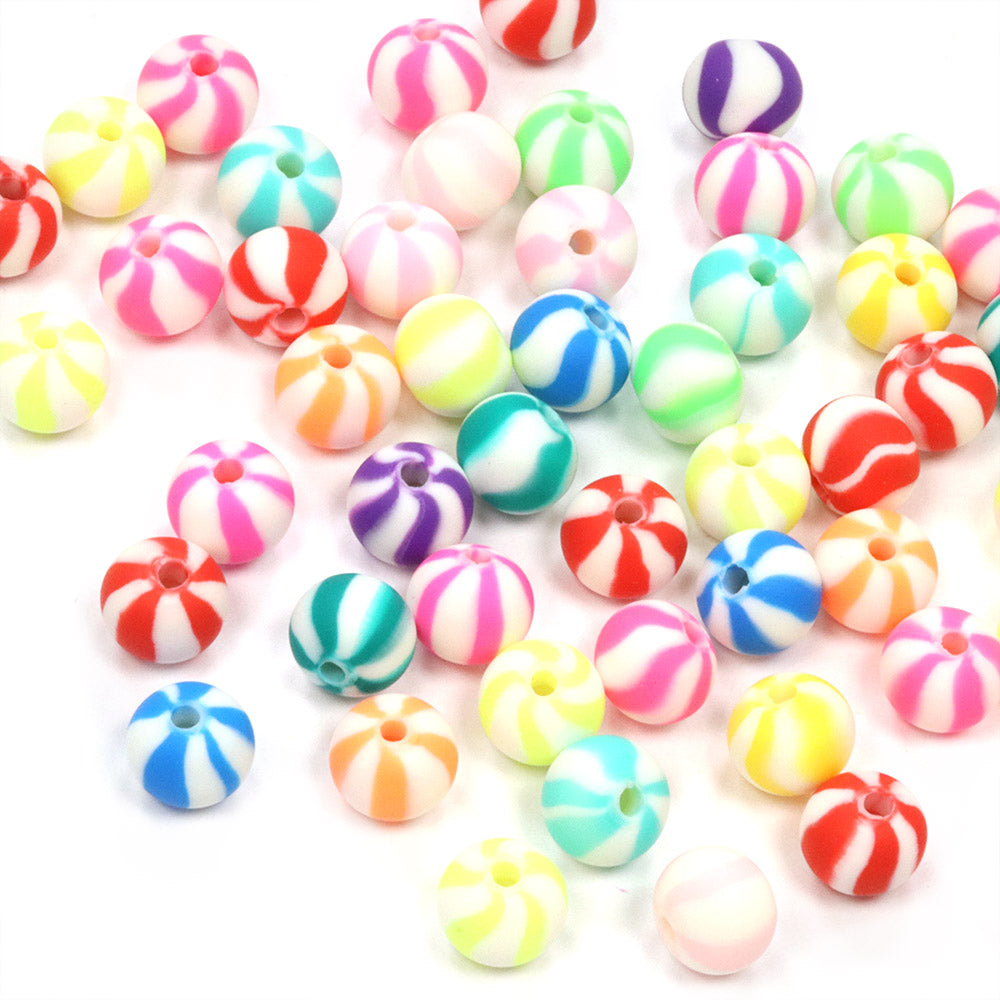 Polymer Clay Rainbow Stripy Rounds 6mm - Pack of 50