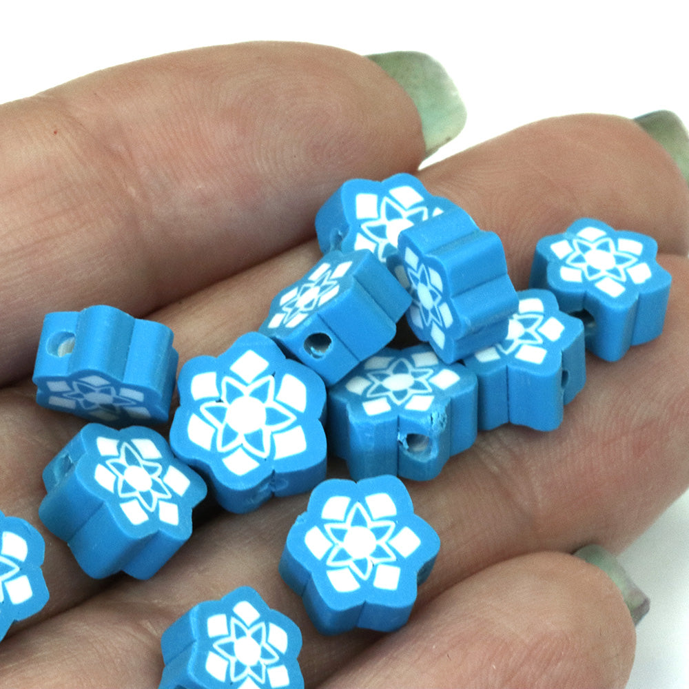 Polymer Clay Snowflake 10mm - Pack of 50