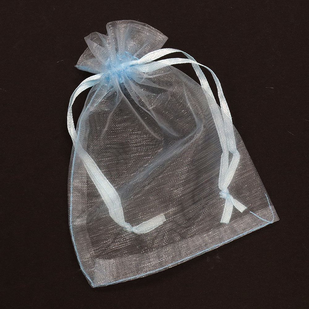 Gift Bag Light Turquoise Organza Rectangle 90x120mm-Pack of 10