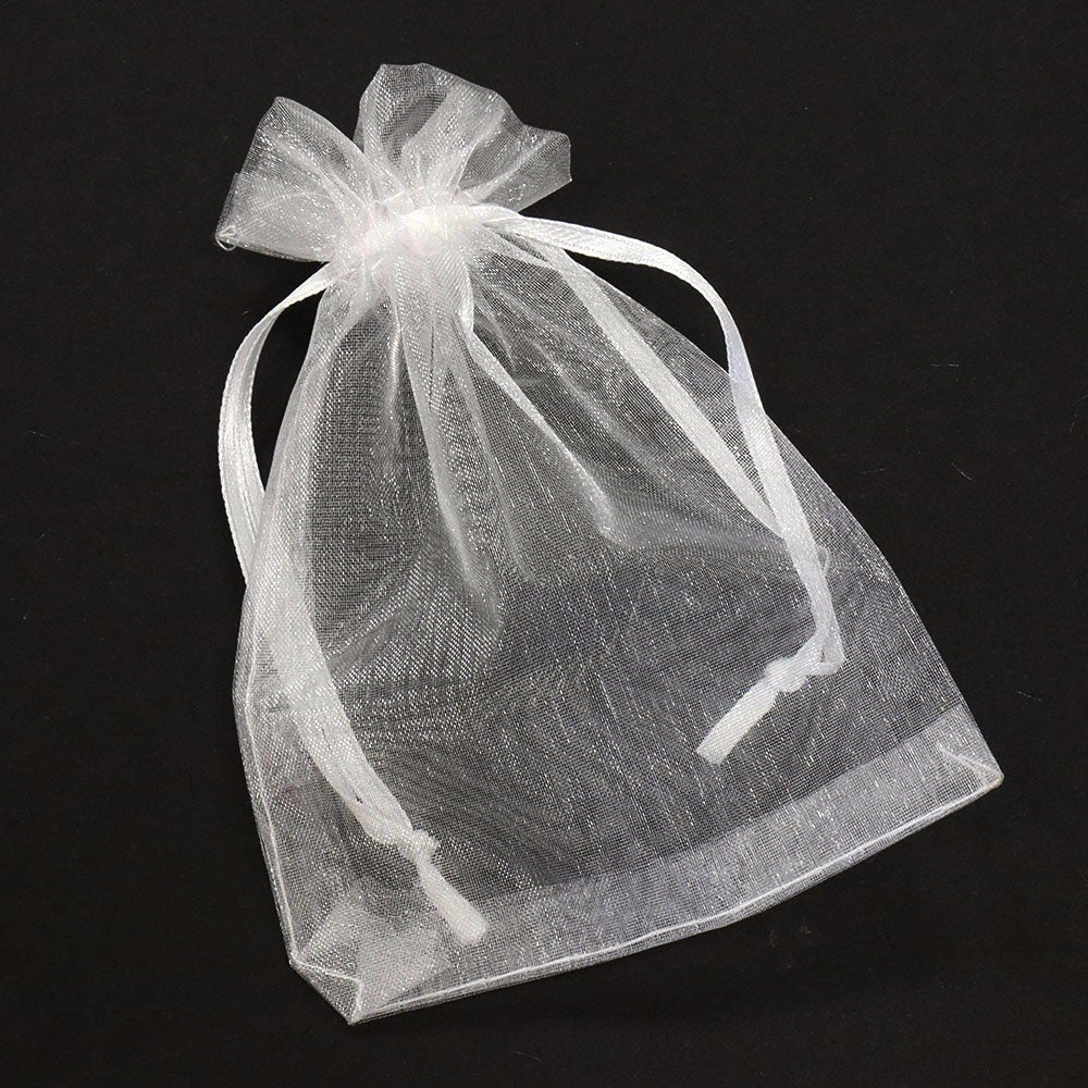 Gift Bag White Organza Rectangle 95x135mm-Pack of 10