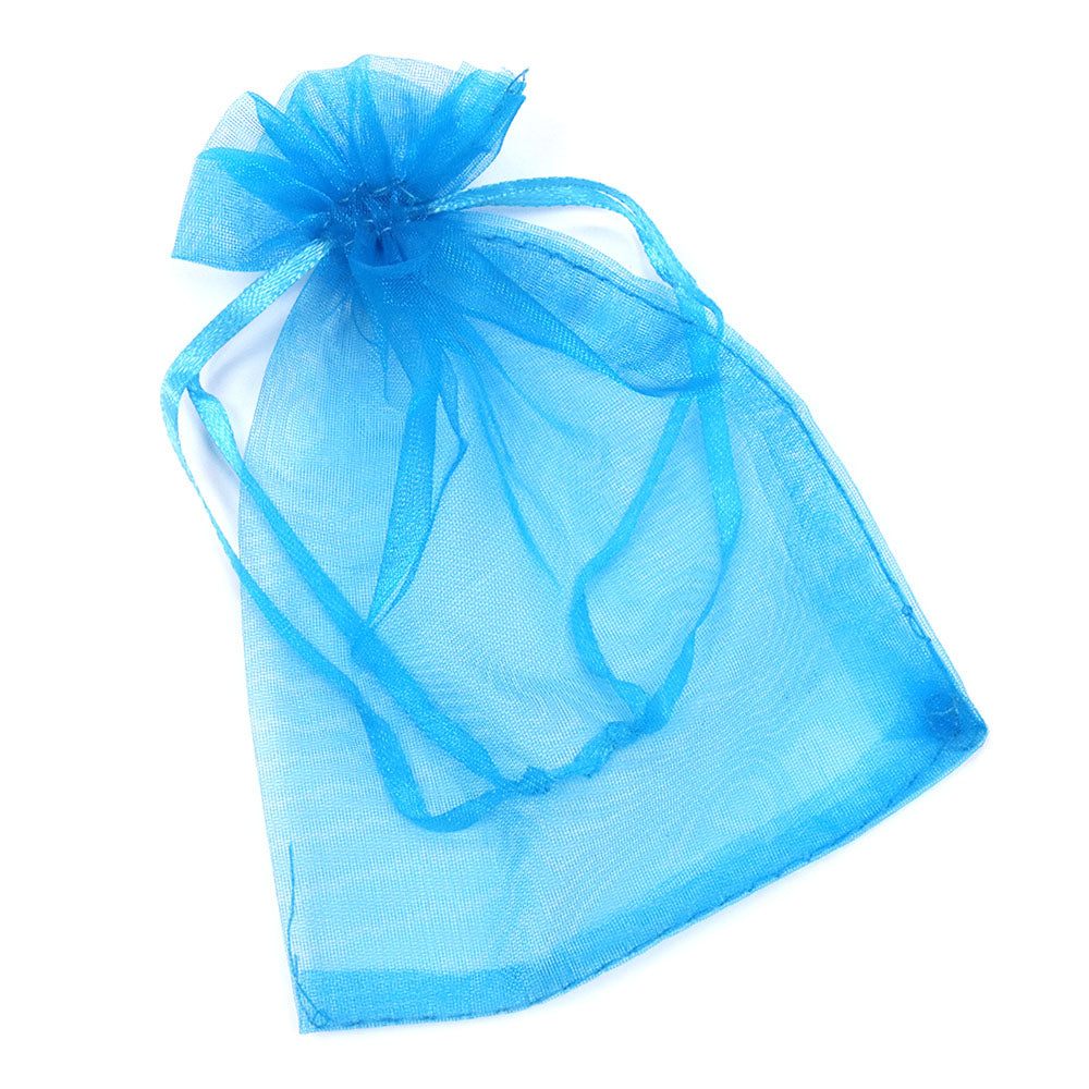 Gift Bag Turquoise Organza Rectangle 95x135mm-Pack of 10