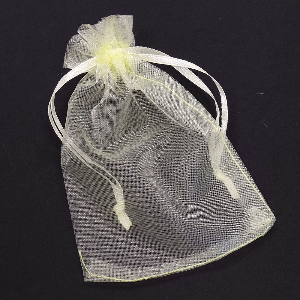 Gift Bag Lemon Organza Rectangle 95x135mm-Pack of 12