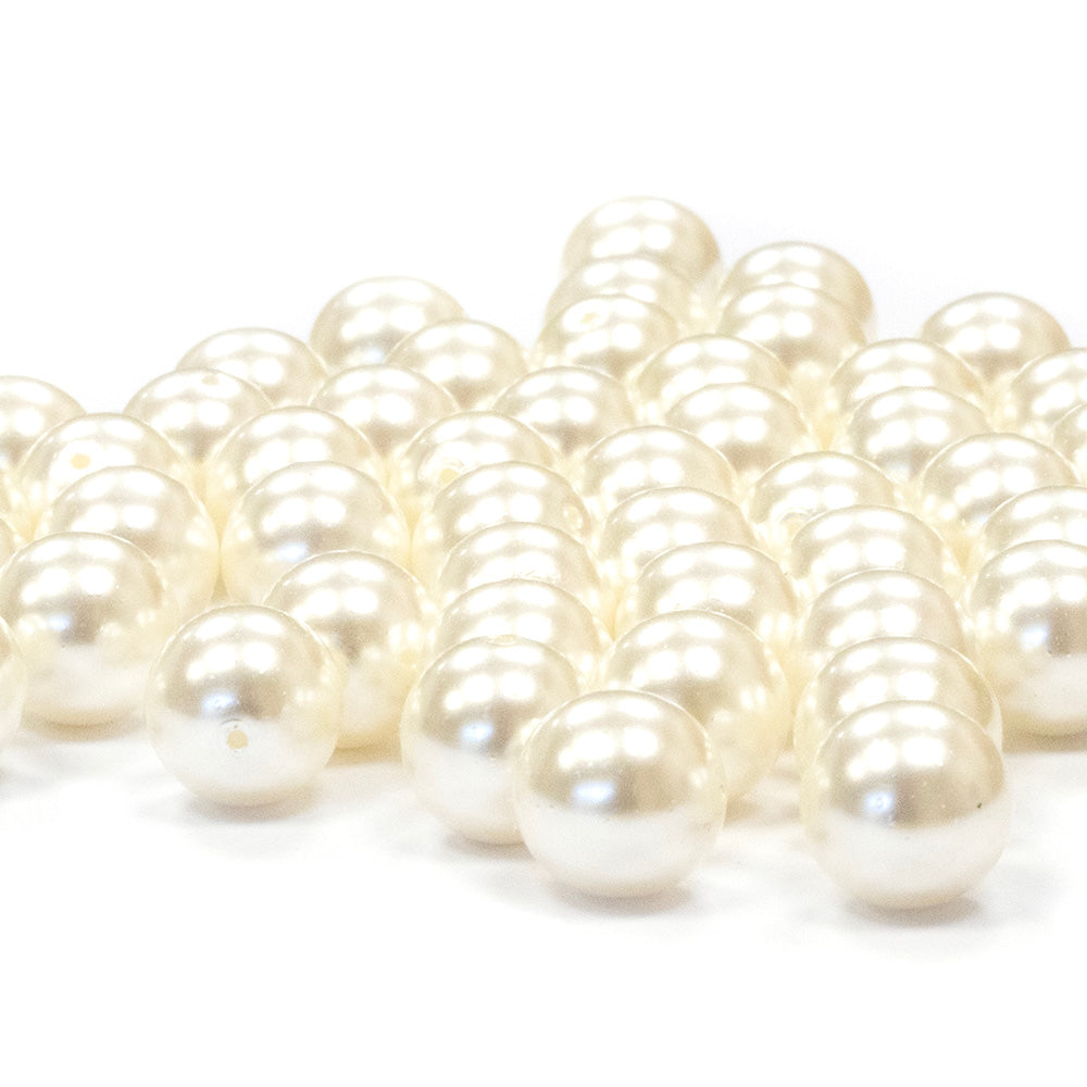 Pearl White Glass Round 10mm-Pack of 50