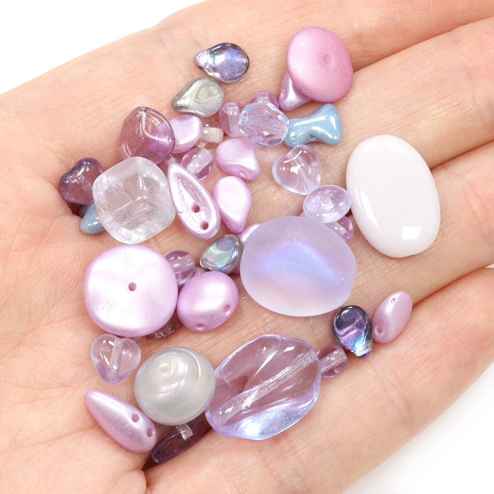 Czech Pressed Glass Mix Lilac Light - Pack of 50g