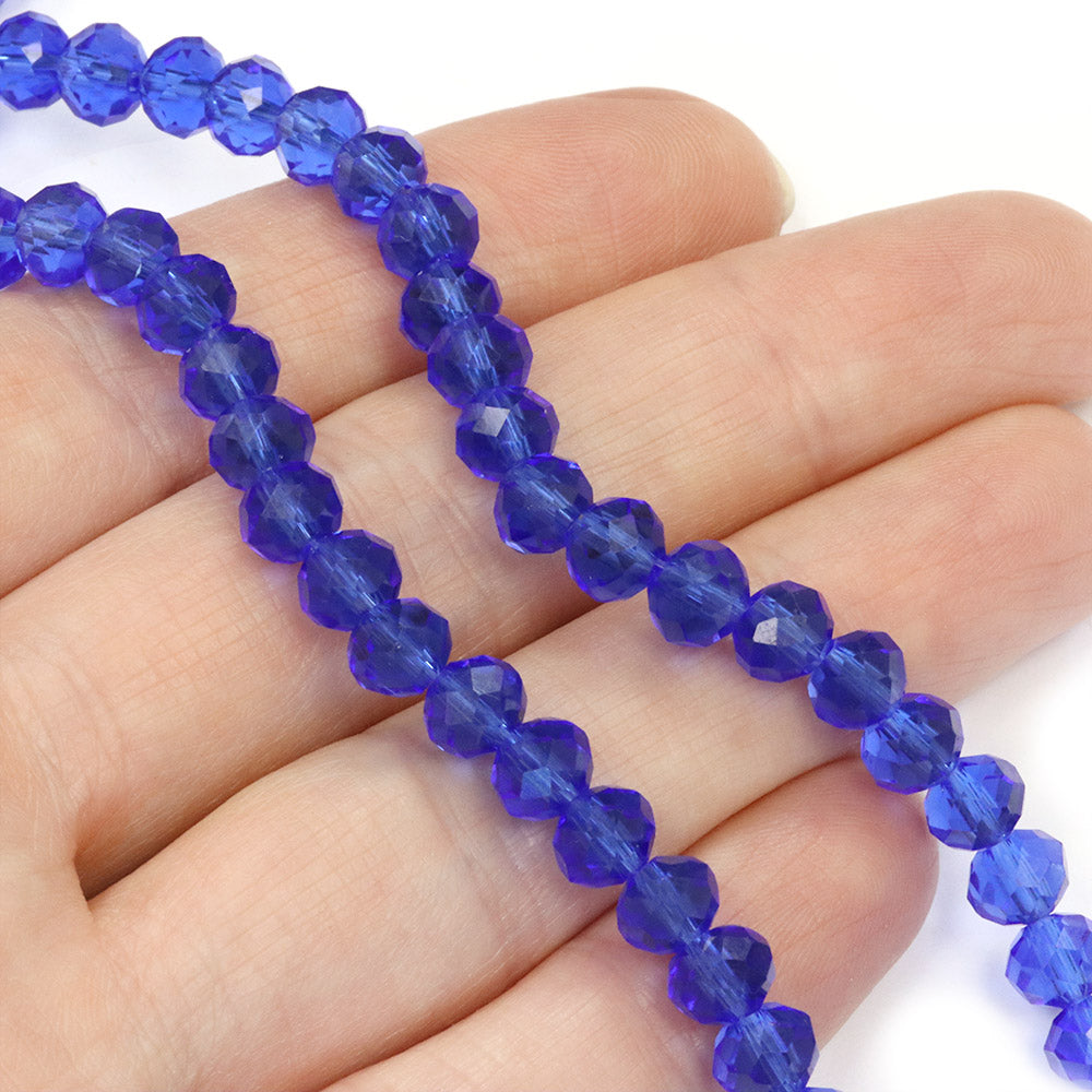 Faceted Rondelle Mid Blue 4x6mm - 1 string
