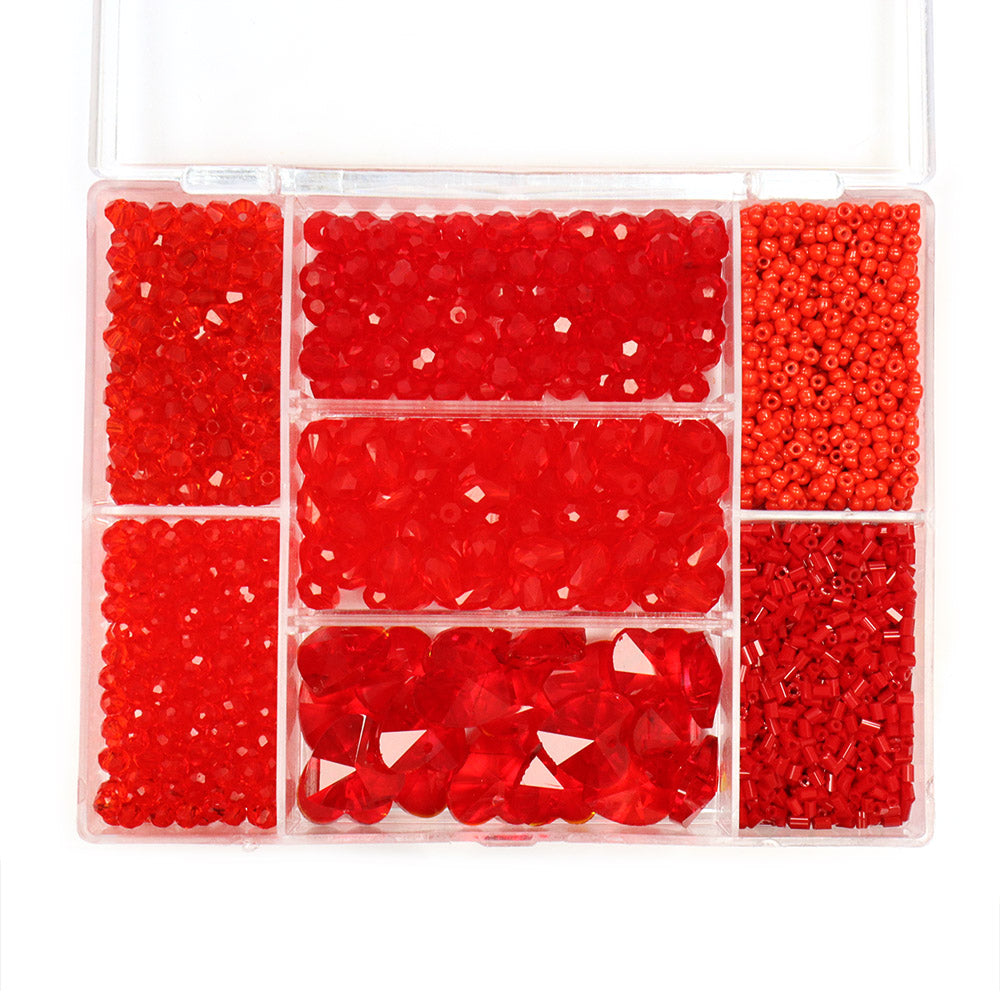 Glass Beads Box Red 120x95mm - Pack of 1