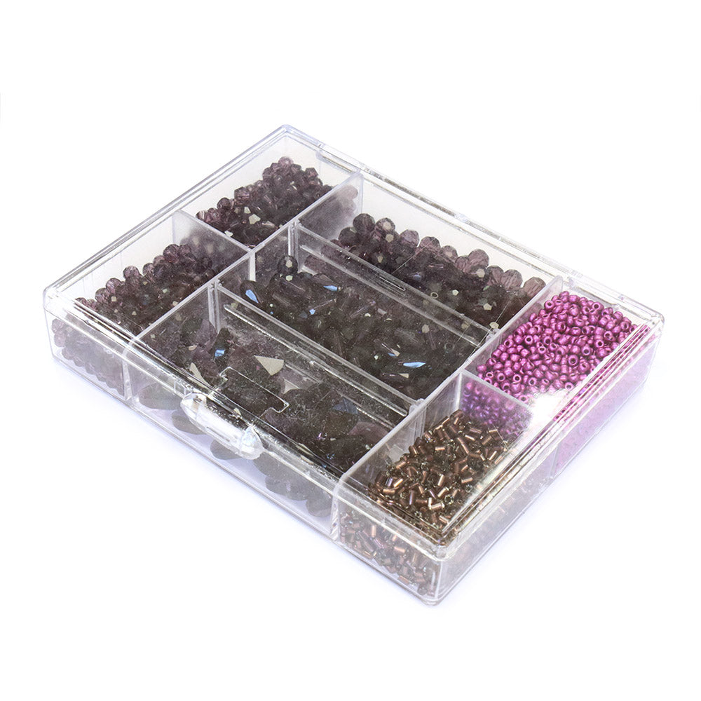 Glass Beads Box Purple 120x95mm - Pack of 1