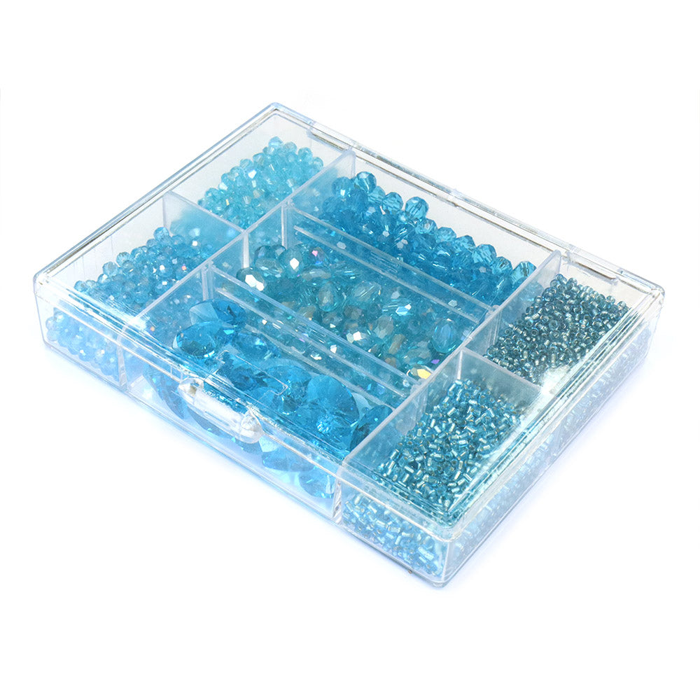 Glass Beads Box Blue 120x95mm - Pack of 1