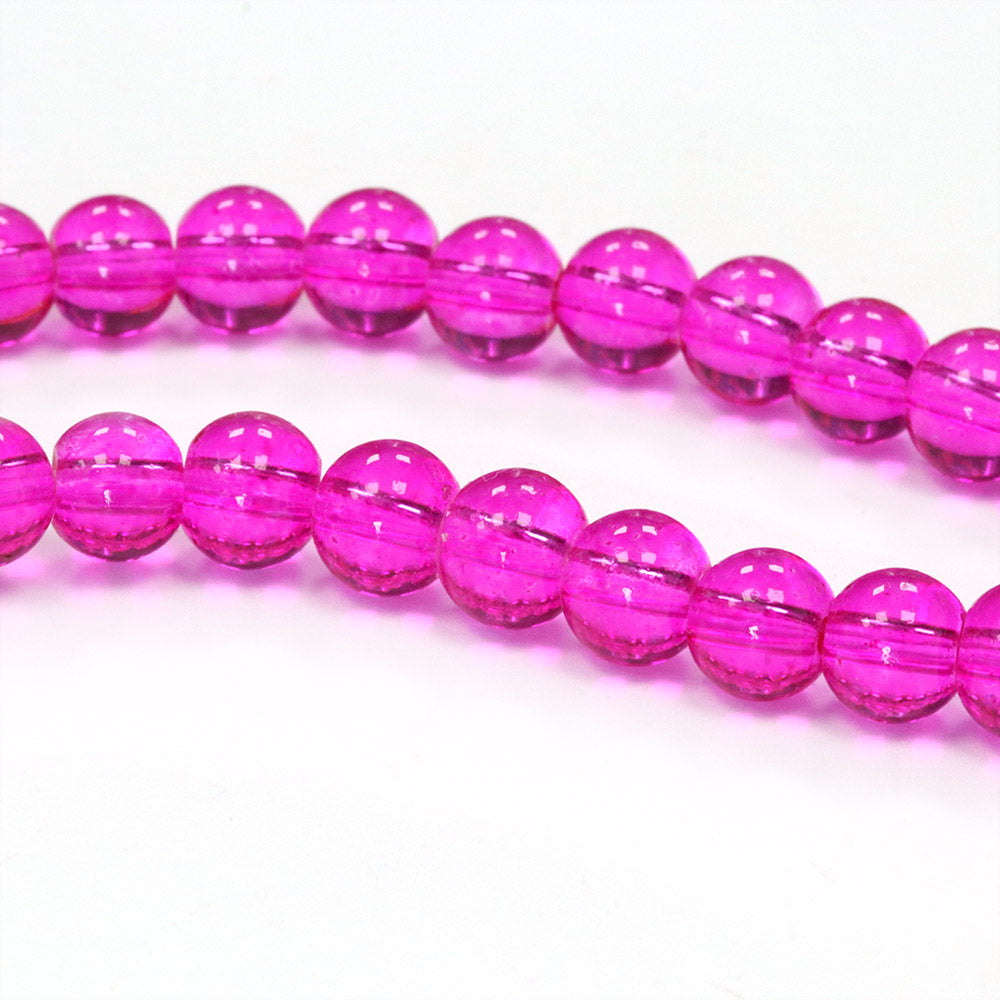 Glass Round Bright Pink 6mm - 1 String