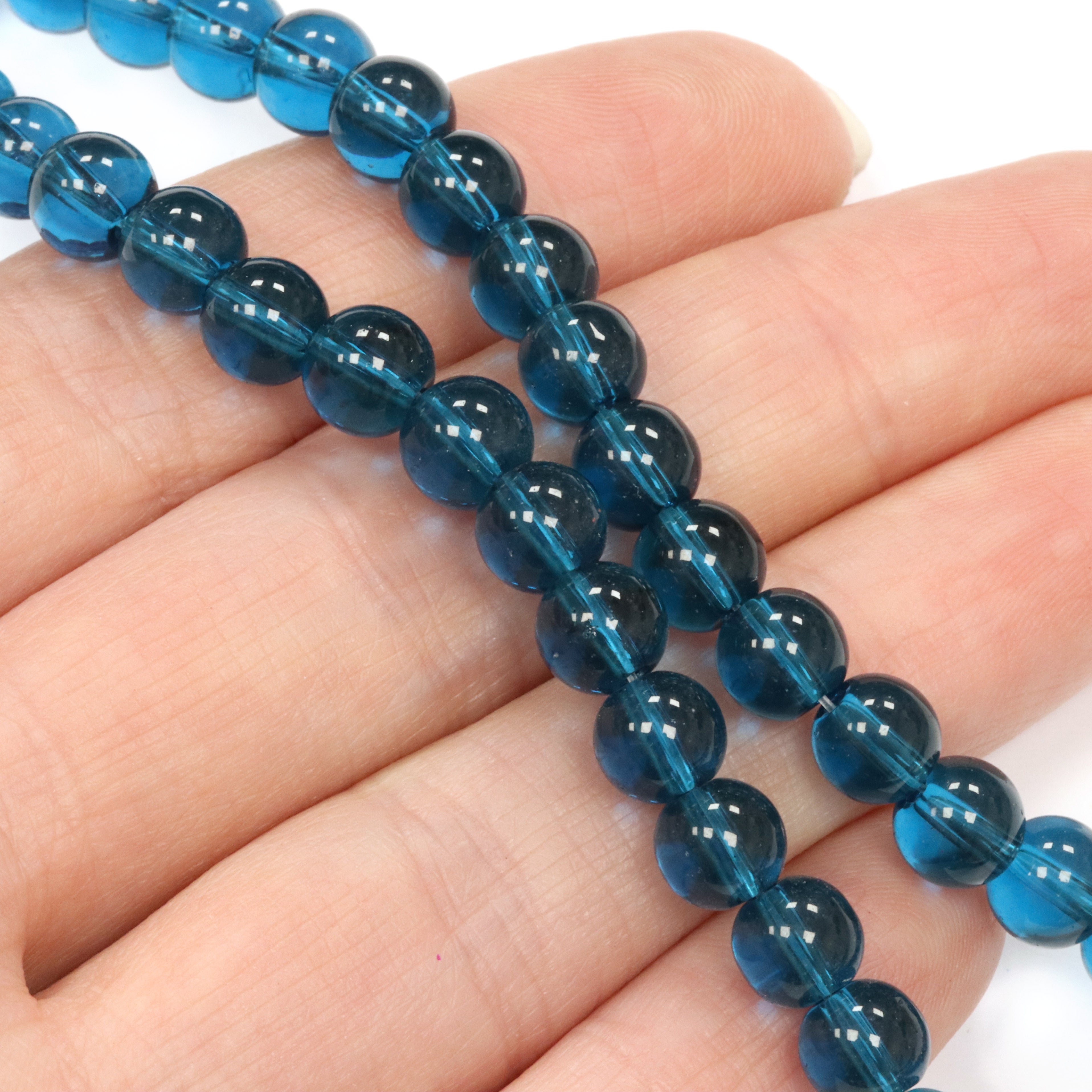 Glass Round Teal 6mm - 1 String