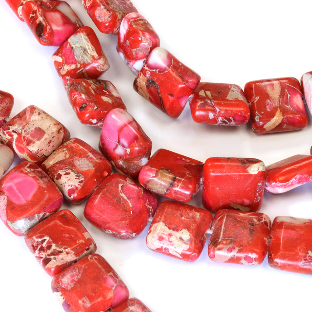 Imperial Jasper Squares 10x4mm Red - 35cm Strand