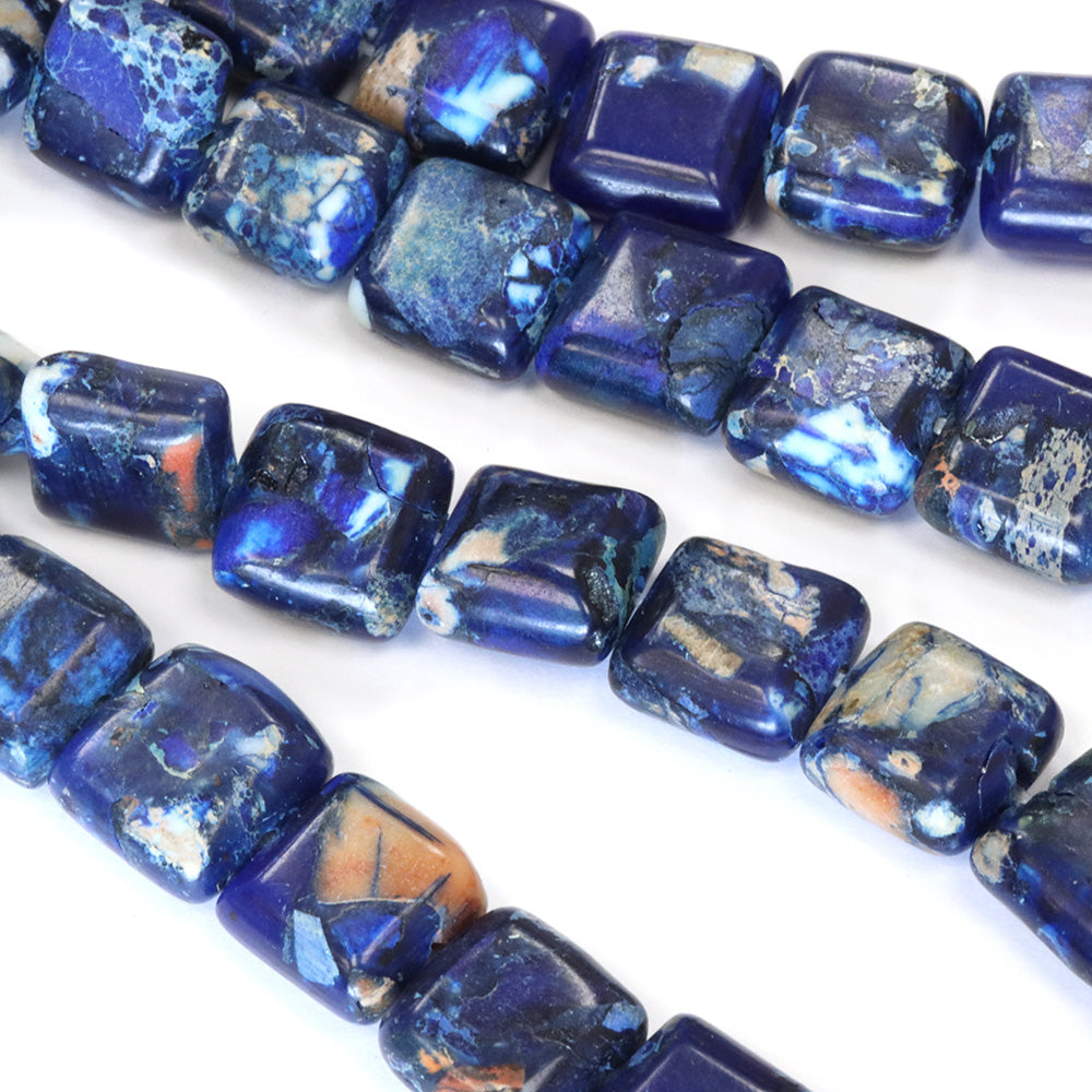 Imperial Jasper Squares 10x4mm Blue - 35cm Strand