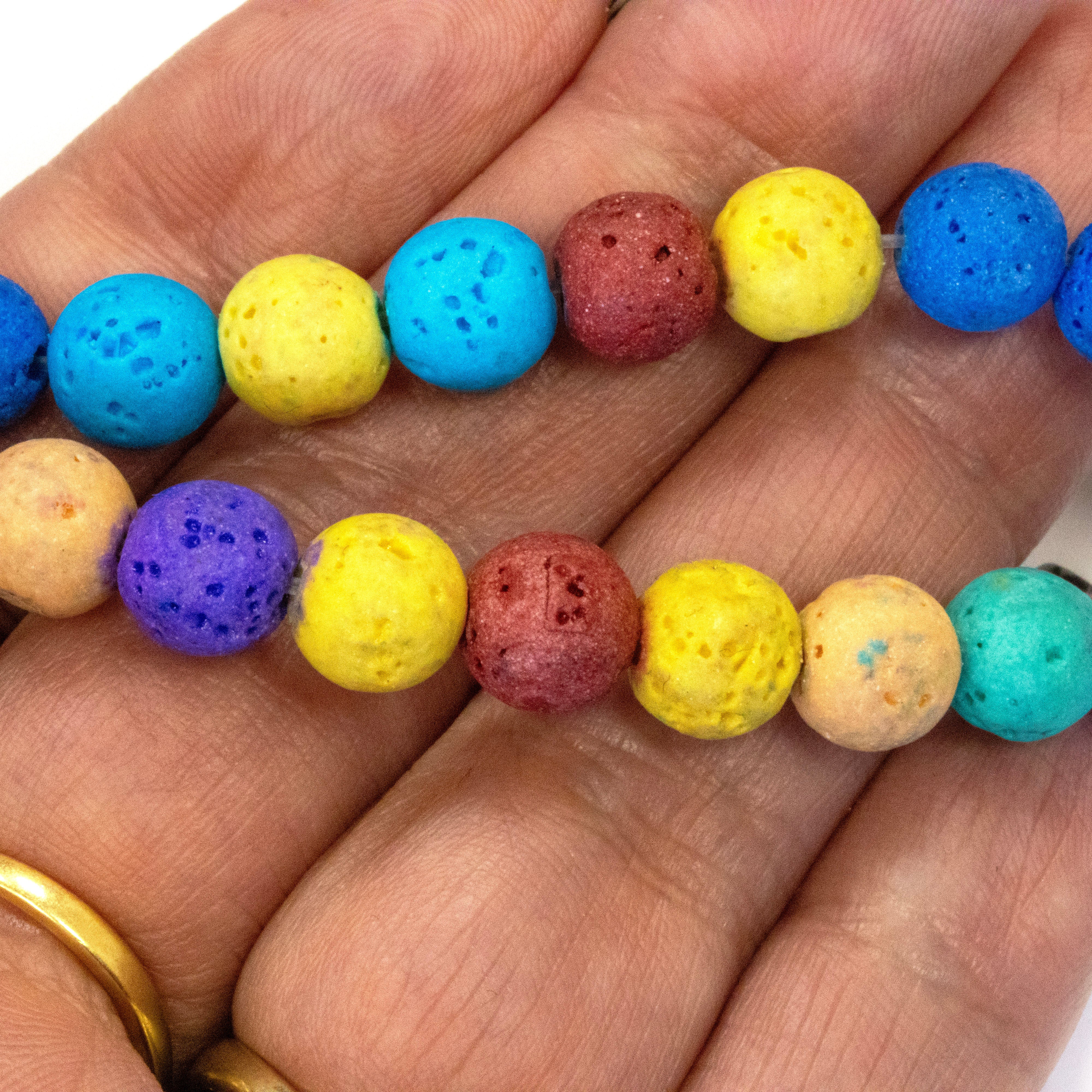Mixed Lava Stone 8mm Round - 35cm Strand