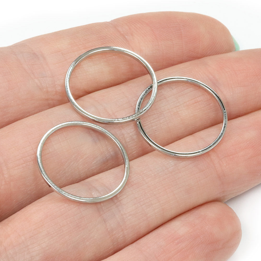 Open Circle Links 18mm Silver Plated - Pack of 10