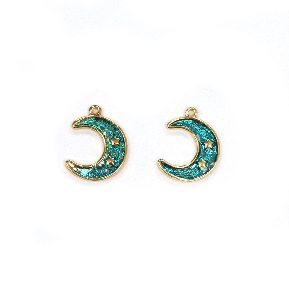 Enamel Moon Pendant Gold Plated 11.5mm - Pack of 2