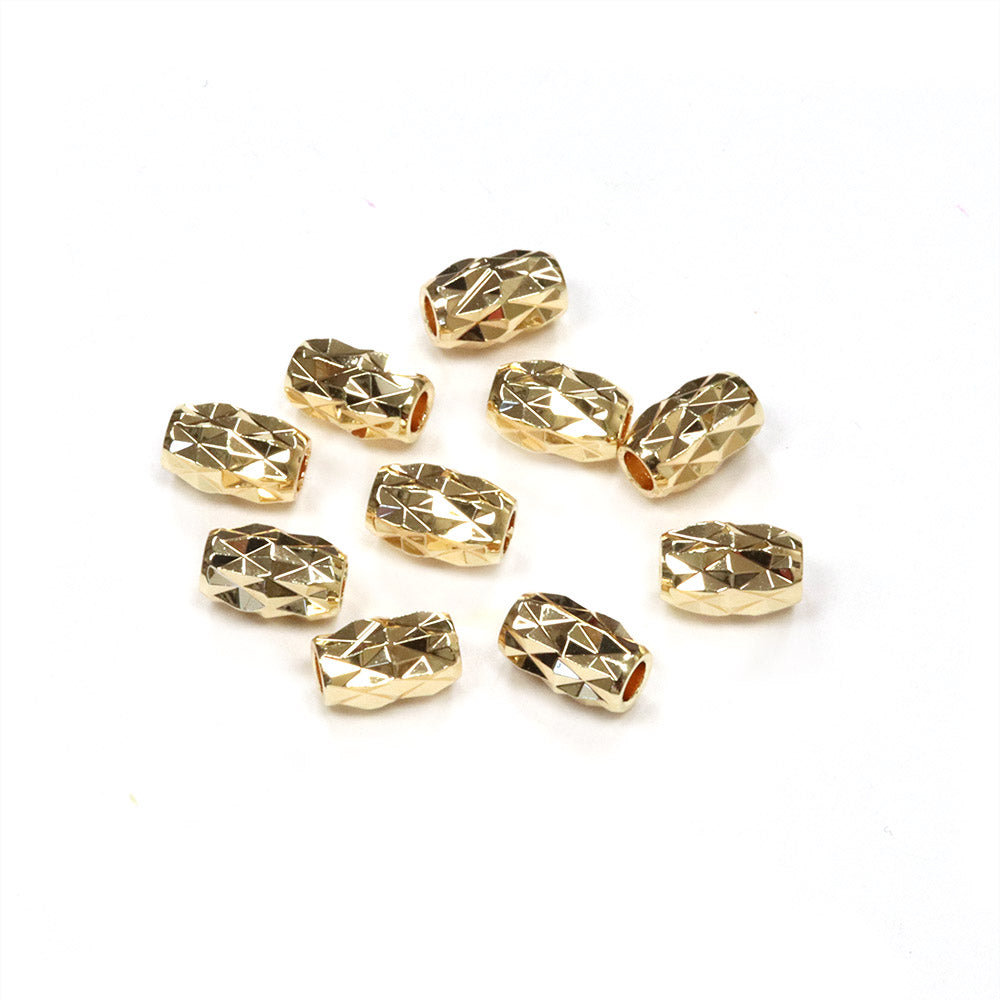 Cut Tube Bead Gold Plated 4.5x7mm - Pack of 10