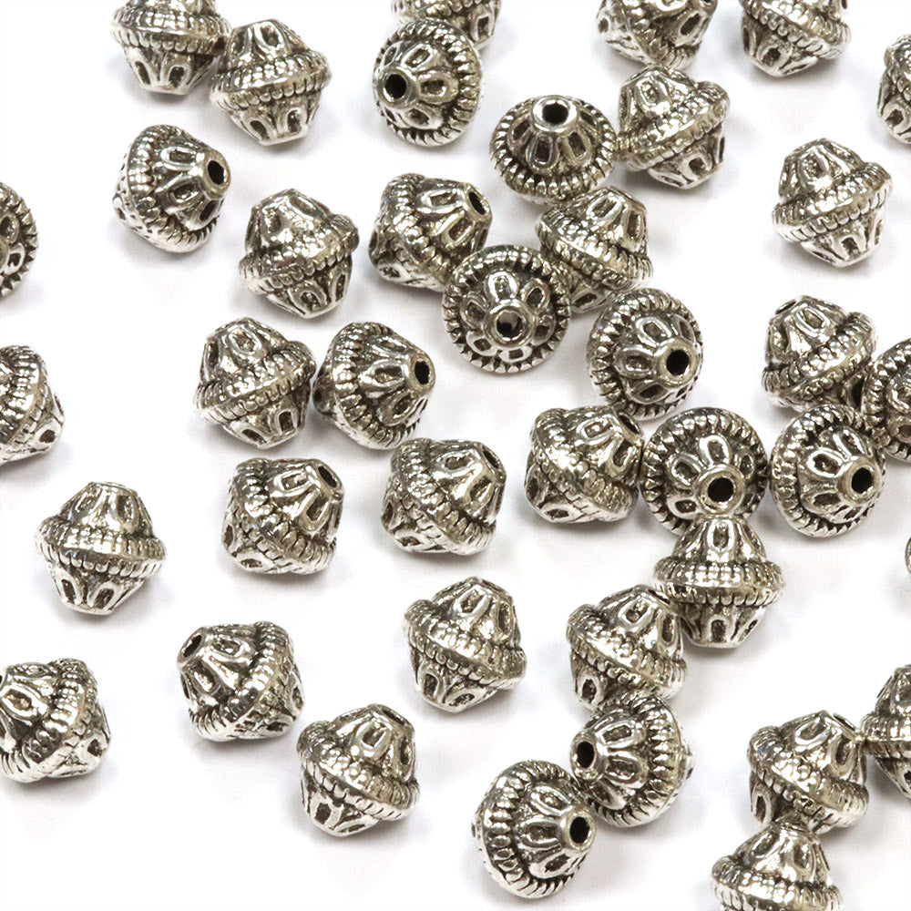 Bali Style Bicone Antique Silver 6.5x7mm - Pack of 40