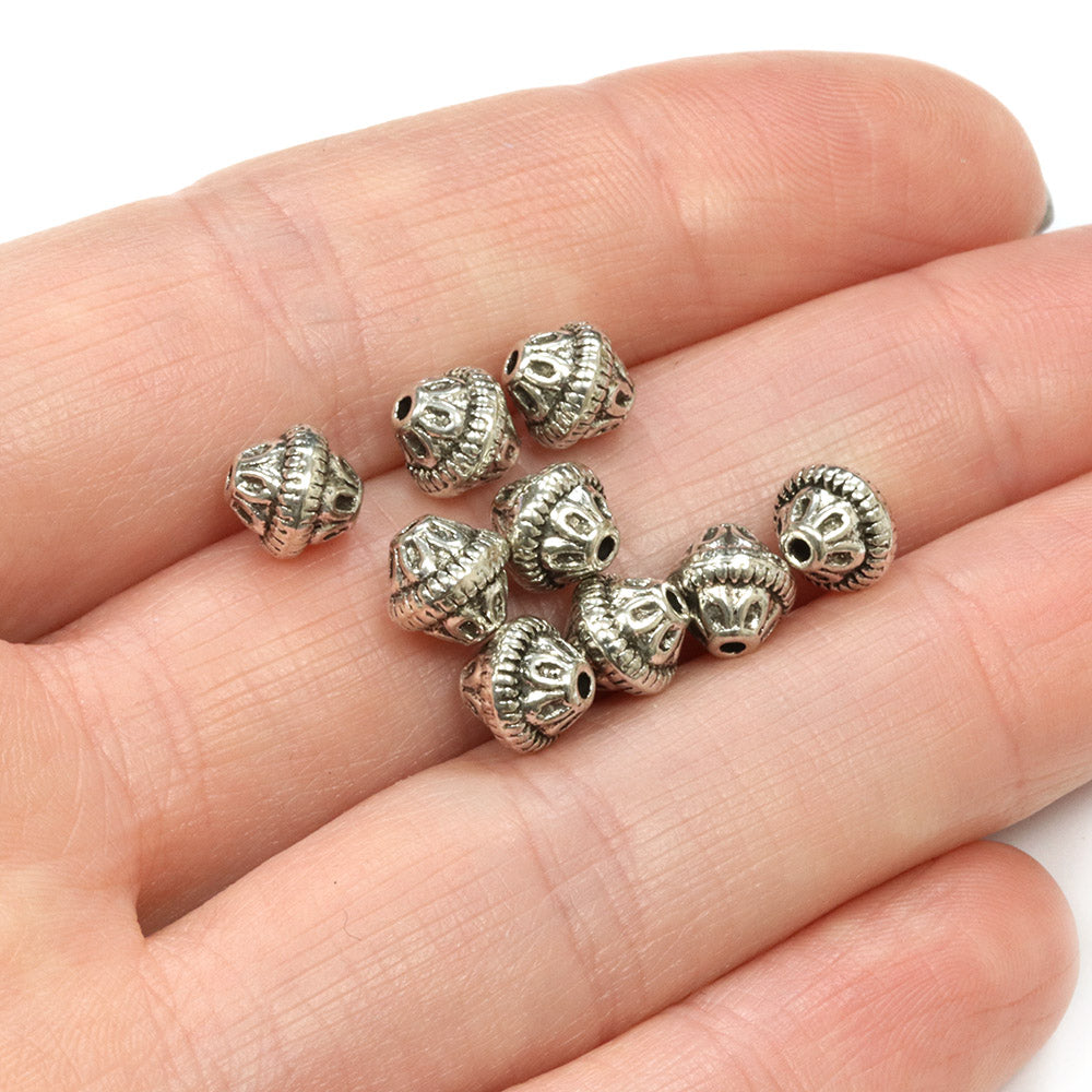 Bali Style Bicone Antique Silver 6.5x7mm - Pack of 40