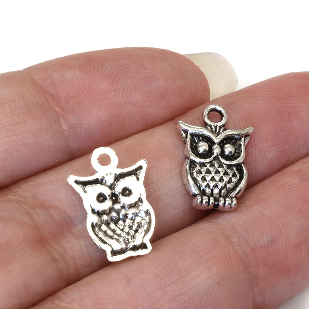 Wise Owl Antique Silver 12x14mm - Pack of 30