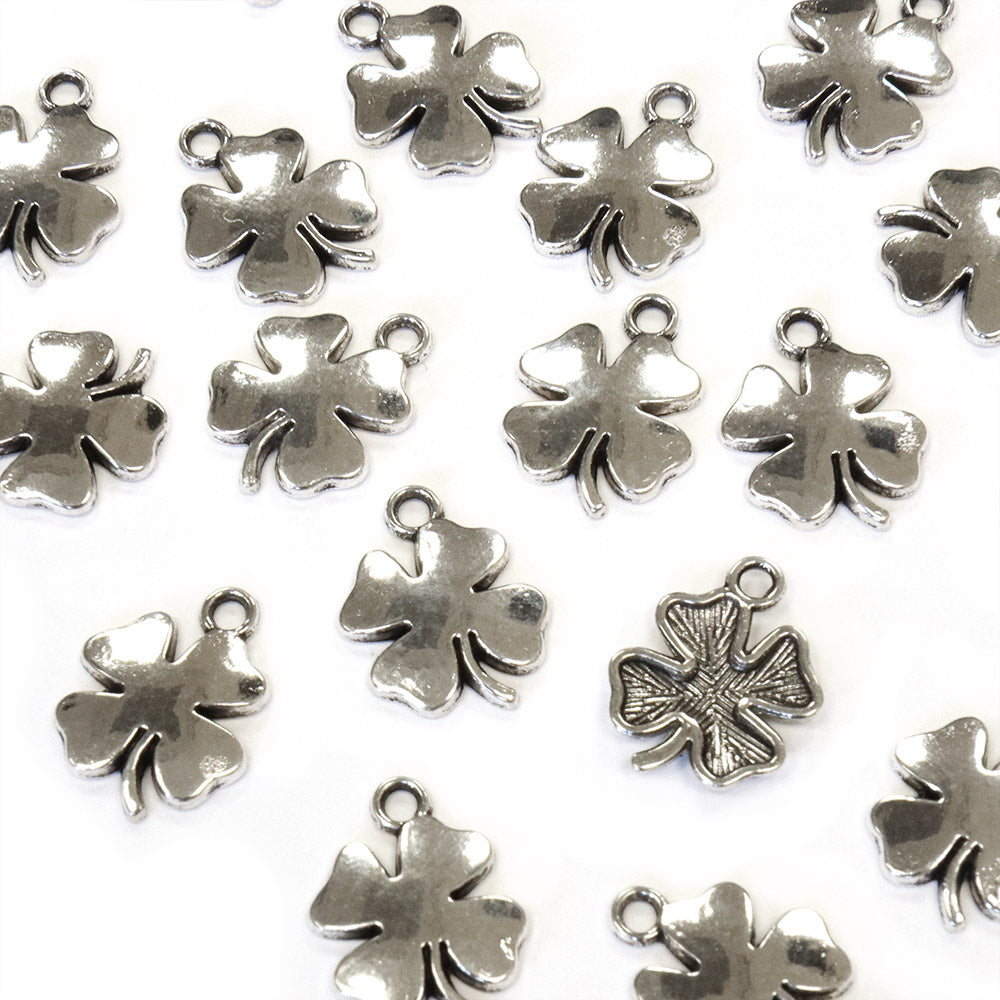 Shamrock Antique Silver 18x13mm - Pack of 50