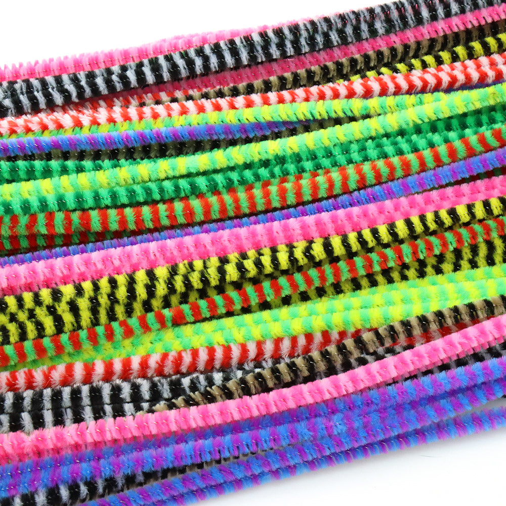 Pipe Cleaners Stripe Mix 0.6x30cm - Pack of 100