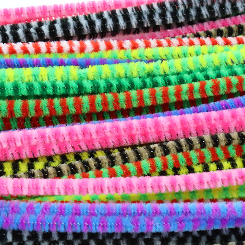 Pipe Cleaners Stripe Mix 0.6x30cm - Pack of 100