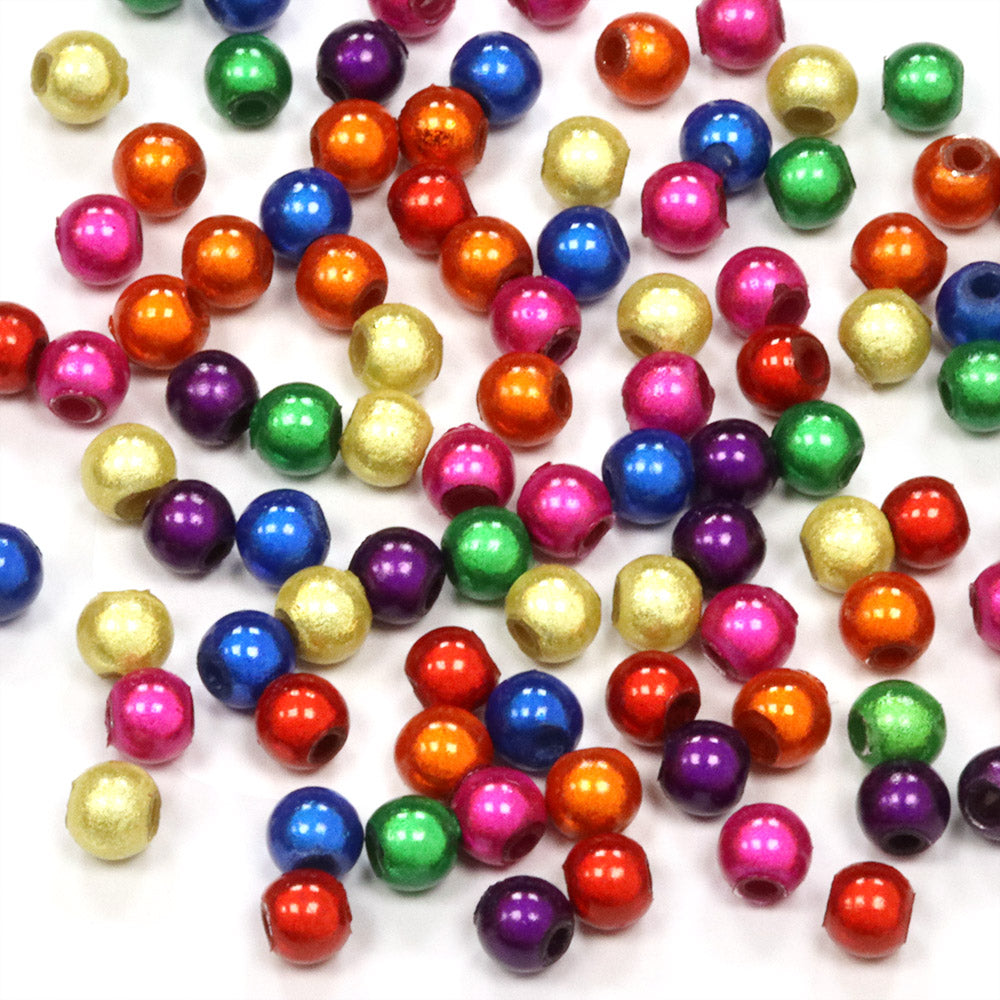 Miracle Bead Rainbow Mix Plastic Round 4mm-Pack of 100