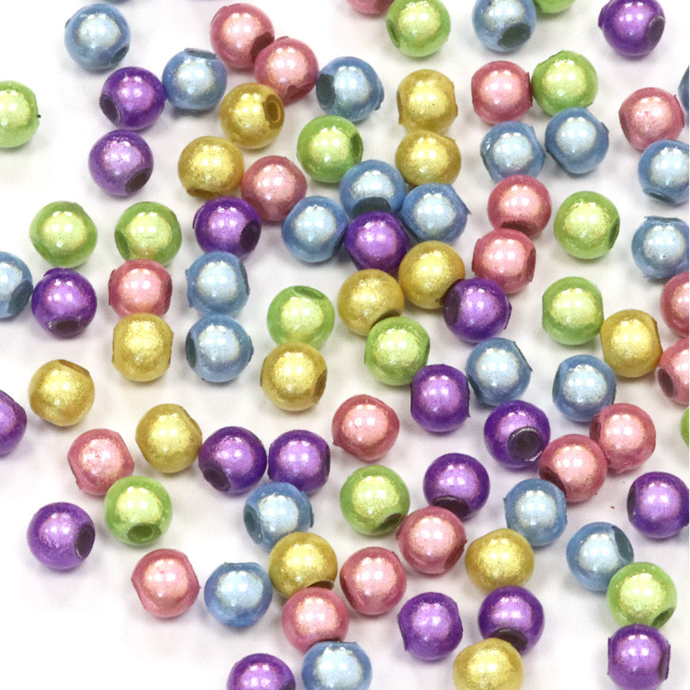 Miracle Bead Spring Mix Plastic Round 4mm-Pack of 100