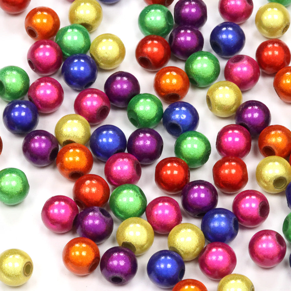 Miracle Bead Rainbow Mix Plastic Round 6mm-Pack of 100