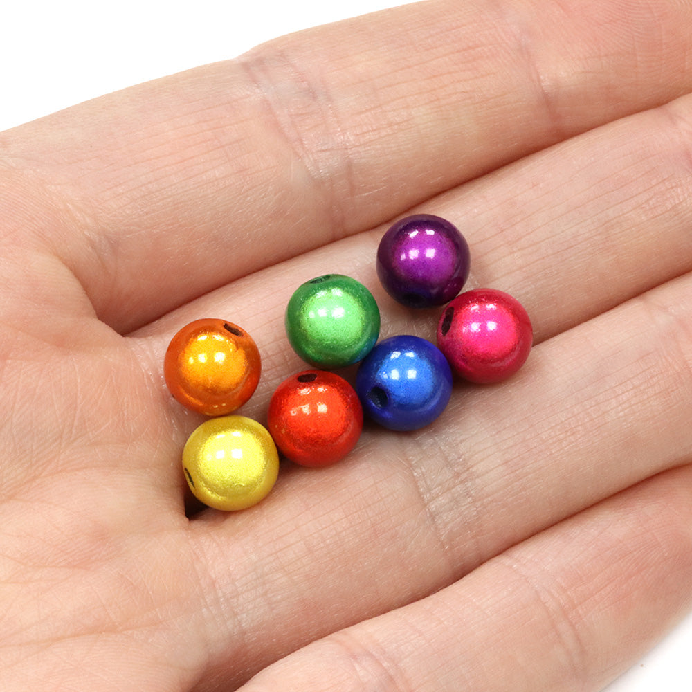Miracle Bead Rainbow Mix Plastic Round 8mm-Pack of 50