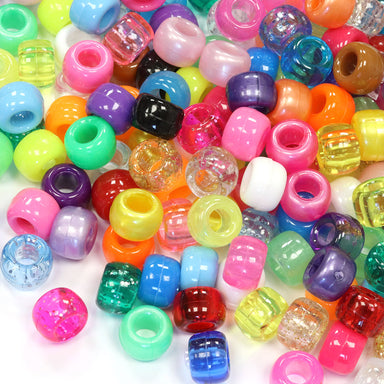 kids plastic mix of coloured  pony beads with large holes
