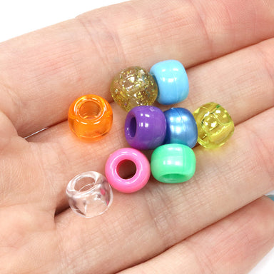 kids plastic mix of coloured  pony beads with large holes